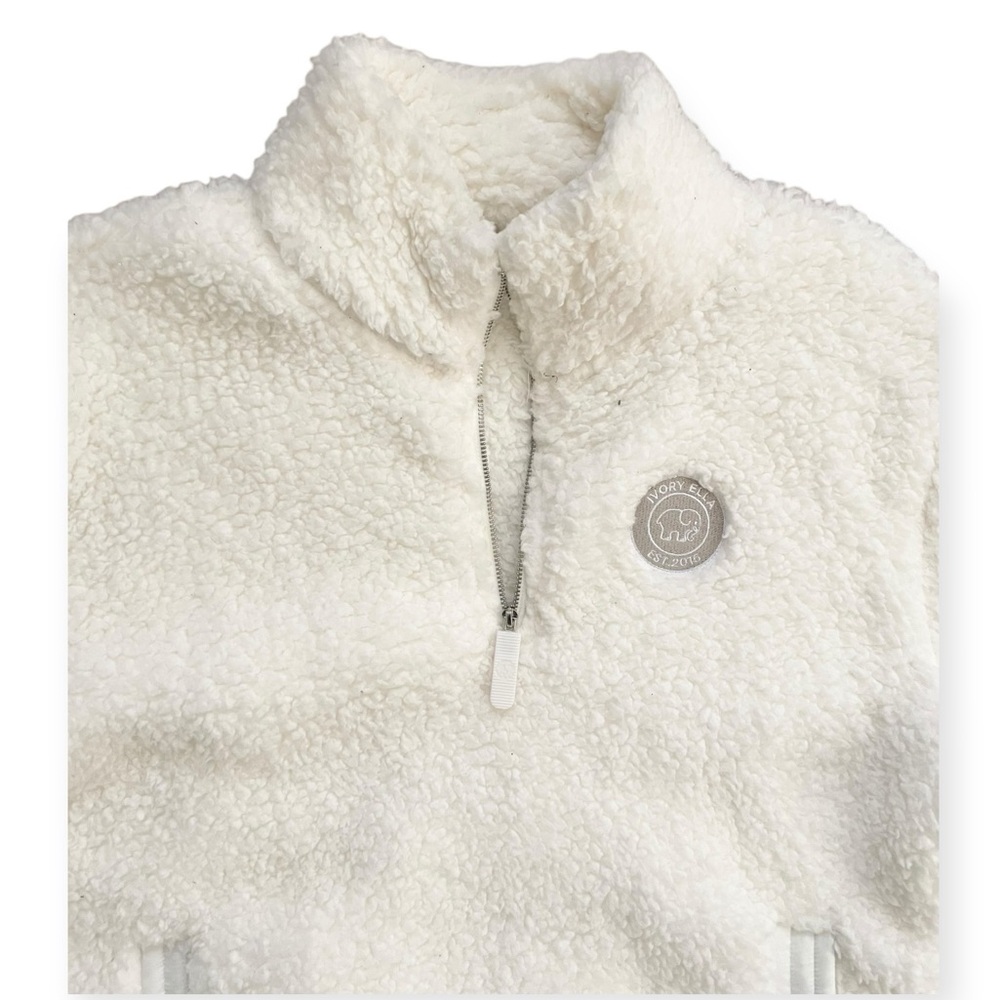 Ivory Ella women’s Sherpa quarter zip long sleeve collared pullover sweatshirt M - Picture 2 of 7